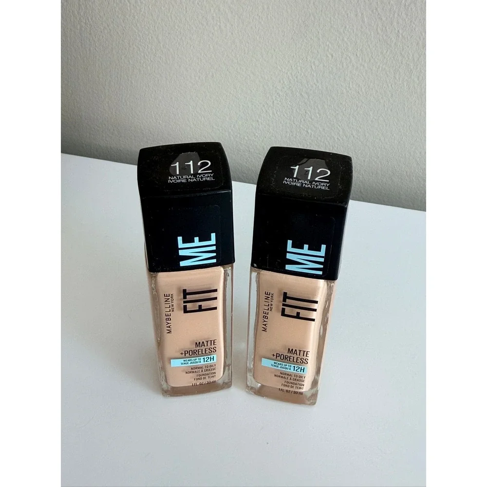 Maybelline Fit Me Foundation Women 112 Natural Ivory‎ Matte + Poreless 2pk NWT